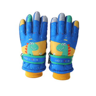 儿童手套冬季滑雪男童保暖加绒厚棉女童小孩五指玩雪防水防寒冬天