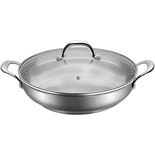 铂帝斯煎锅炒锅火锅304不锈钢家用平底锅炒菜锅不易粘锅28cm