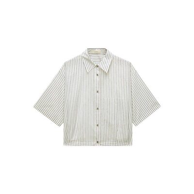 OCHIRLY欧时力 色织丝棉条纹短袖衬衫女防晒休闲上衣夏季新品