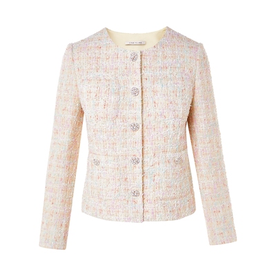 朗姿/LIME莱茵千金风编织彩点花呢钻扣套装短外套半裙26年春新款