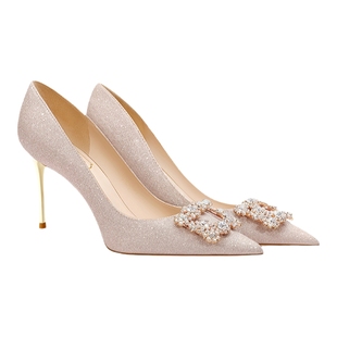 爱丽拉法式绝美婚鞋女款2025新款春季禾秀婚纱两穿水晶新娘高跟鞋