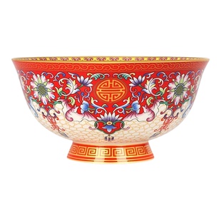 景德镇中式珐琅彩福寿碗定制老人生日寿宴回礼饭碗陶瓷餐具米饭碗