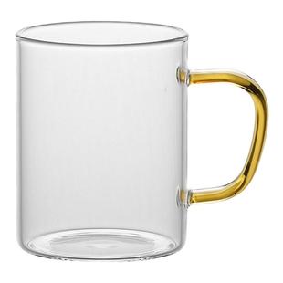 高硼硅玻璃杯家用茶杯带把啤酒透明带盖水杯绿茶喝水一人一色杯子