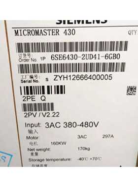 议价6SE6430-2UD41-6GB0西门子M440变频器160KW 6SE64302UD416GB0