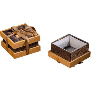 高档云锦竹木礼盒盘子古玩锦盒包装盒瓷盘茶托壶承茶饼礼品盒定制