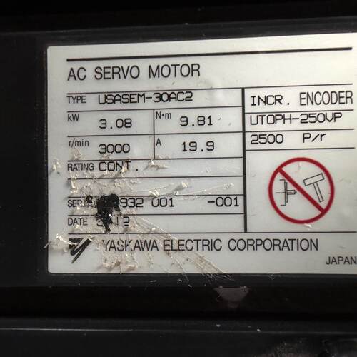 议价Yaskawa Servo Motor Usasem-30Ac2 3.08Kw 9.8适用