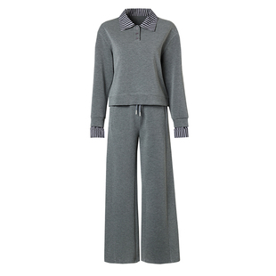 海青蓝 休闲套装女2025新款冬装高级时尚气质纯色女装时髦两件套