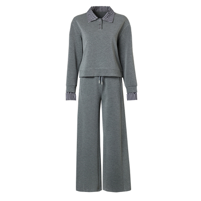 海青蓝两件套休闲套装