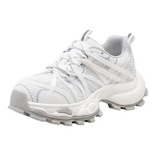 千百度老爹鞋女春季新款时尚百搭厚底网面透气舒适运动休闲鞋