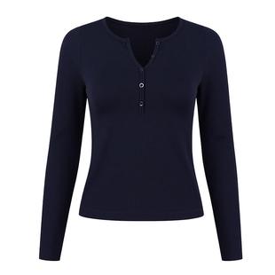 DCW普拉提瑜伽服长袖女修身显瘦内搭健身亨利衫跑步训练运动上衣