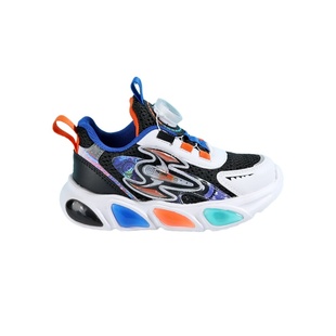 牧童童鞋男童运动鞋2025春秋新款网面透气旋转纽扣小童闪灯休闲鞋