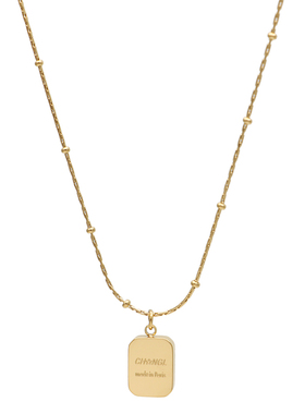 ZOXI钛钢不褪色小金砖项链女轻奢