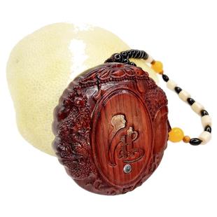 紫檀木雕佛魔一念之间佛牌实木雕刻工艺双面随身文玩木牌挂件摆饰