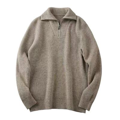 鄂尔多斯市产男拉链半高领羊绒衫