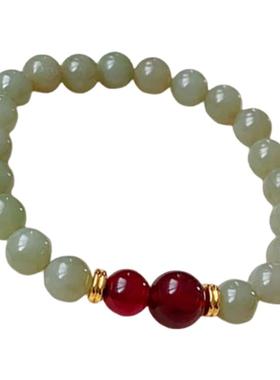 天然和田玉串珠手链新中式国潮简约手串轻奢高级感百搭闺蜜手饰女