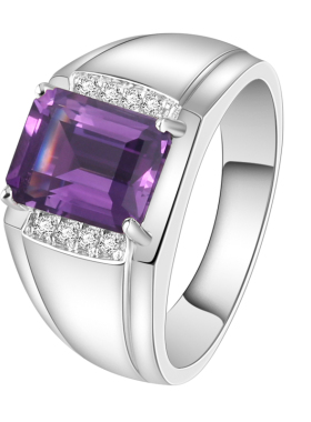 纯银镀金戒指天然紫水晶高级感