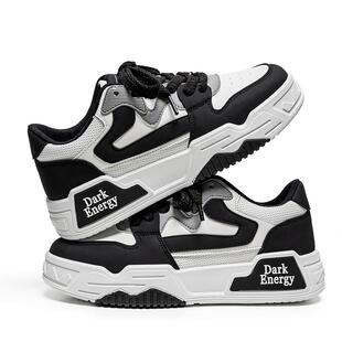男鞋2026新款春季黑白熊猫板鞋男款休闲运动厚底防滑网面潮鞋秋冬