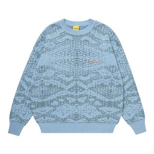 Candymade2025秋冬蛇logo系列蛇logo蓝色宽松圆领毛衣