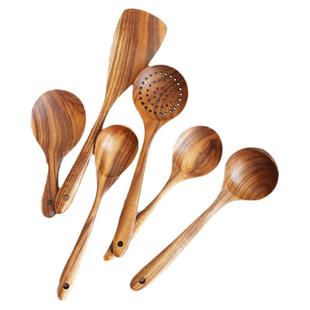 西田木雨 木质家用勺 柚木锅铲厨具不粘锅炒菜铲子煎铲饭勺汤勺