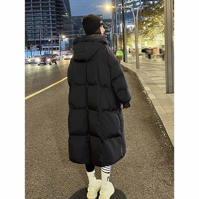 胖mm大码女装中长款黑色棉衣棉服女韩版加厚保暖连帽外套大衣棉袄