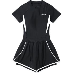 泳衣女款2026新款遮肚显瘦连体平角游泳馆保守泡温泉专业大码泳装