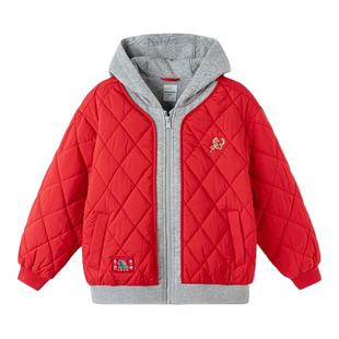 巴拉巴拉儿童外套男童棉服大童棒球服红色上衣2026新款春装童装