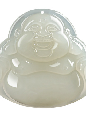 天然和田老料弥勒佛玉石吊坠女