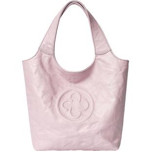 CASSILE卡思乐MINI马甲手拎包女粉色植鞣牛皮时尚褶皱手提菜篮包