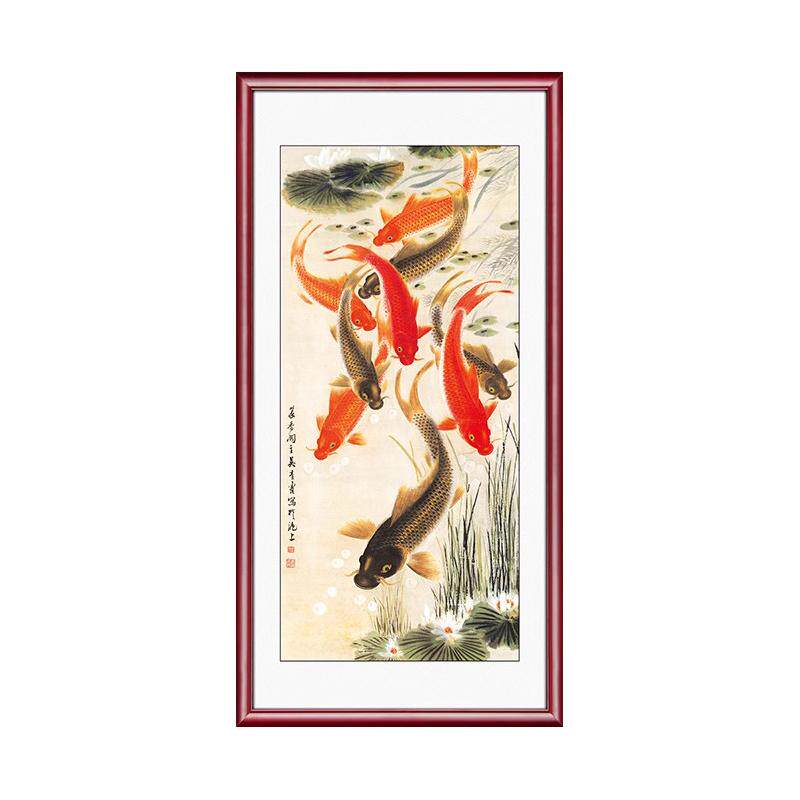 入户玄关竖版九条过道招财装饰画