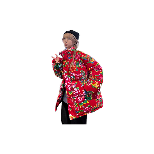 东北大花棉袄男国潮牡丹花棉服冬季加厚网红抖音同款农村喜庆棉衣