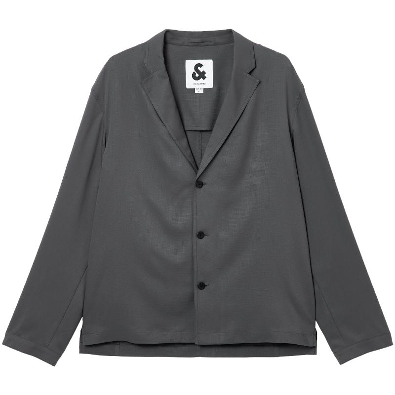 杰克琼斯男装春夏新款西服商务百搭经典深灰色三粒扣宽松西服外套