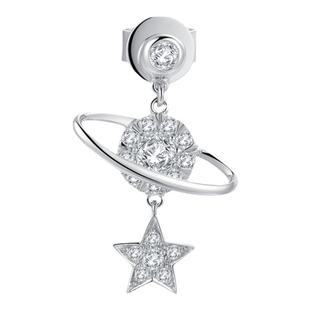 MaBelle/玛贝尔18K白金 星辰宇宙系列 钻石单边耳钉  时尚个性款