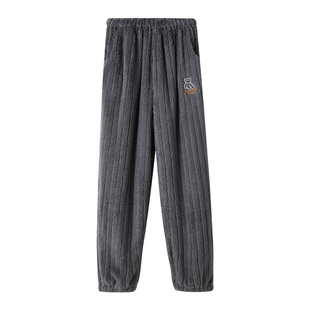 芬腾暖暖裤睡裤女秋冬季加绒加厚珊瑚绒裤子法兰绒大码单裤家居裤