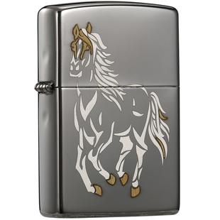 ZIPPO打火机官方正品 防风芝宝150黑冰骏马奔腾送男士友生日礼物