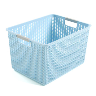 家用仿藤编收纳筐浴室衣柜塑料筐收纳篮子桌面杂物零食整理收纳盒