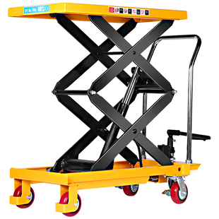 力拓中用手动液压升降平台车液压升降小推车移动式升高机平板车