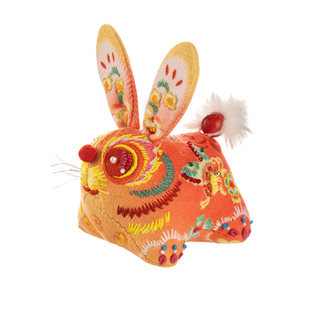 阿卡国风刺绣手工diy材料包兔子玩偶摆件平安符挂件中秋吉祥物