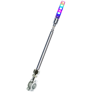 LED七彩警示闪烁发光不锈钢伸缩改装电动摩托自行车装饰带灯旗杆