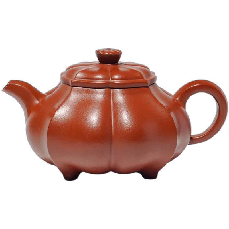 宜兴紫砂壶原矿朱泥筋纹口系列合菱 纯手工网孔家用泡茶具 220ml