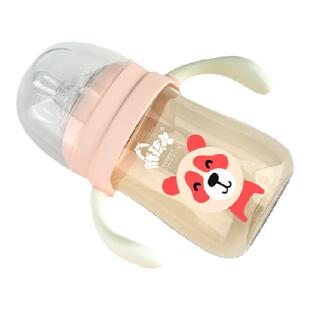 护康奶瓶6.0ppsu大宝宝新生儿弧形吸管式240/300毫升防摔带把手
