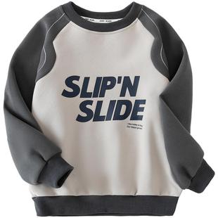 小象汉姆童装男童卫衣儿童圆领套头2026春装新款中大童洋气撞色潮