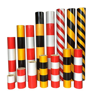 广告级斜纹双色膜黄黑红白反光膜贴纸电线杆警示路桩防撞反光贴条