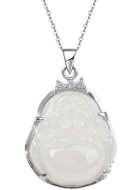 天然玉佛s925纯银加包边女