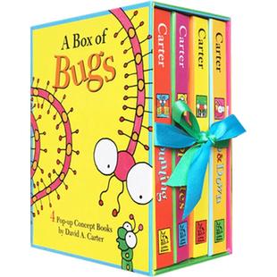 英文原版A Box of Bugs 4 Pop-up Concept 一盒子虫子4册立体书colors/counting/up&down/opposites昆虫颜色数字反义词Carter