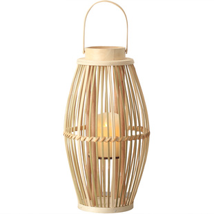 手工原木烛台藤编落地风灯摆件民宿酒店装饰日式中式北欧简约禅意