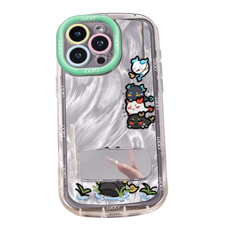 带挂绳16plus悬挂龙泡泡iQOO15Ultra适用12镜子支架iPhone17卡通苹果14手机壳软13红米K90ProMax可爱一加ACE6