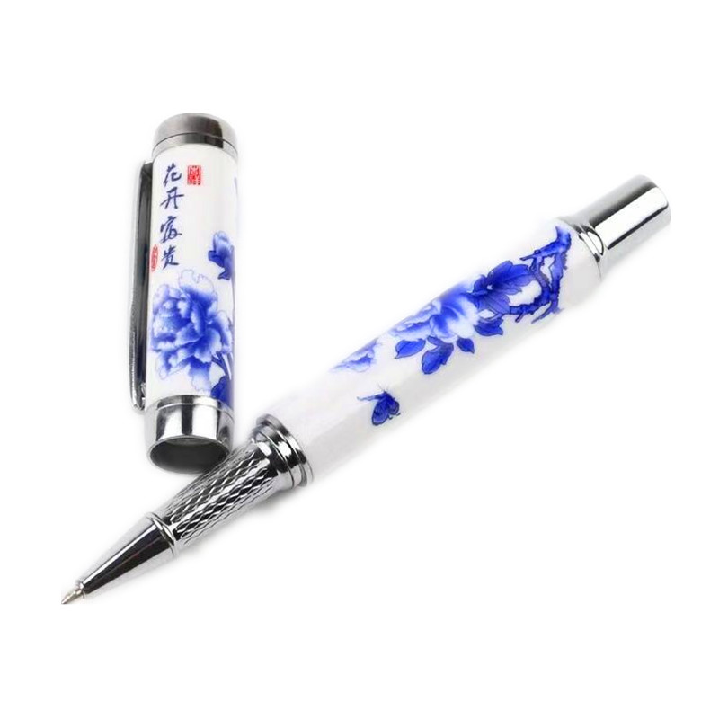 陶瓷钢笔景德镇陶瓷青花瓷钢笔宝珠笔签字笔商务活动礼品实用套装