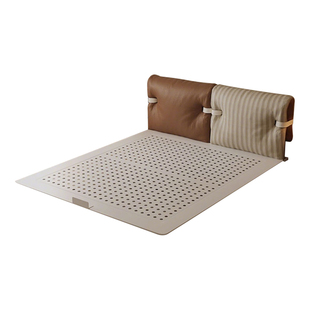 碳素钢悬浮床铁艺小户型中古风真皮布艺双拼1.8米架子床双人婚床