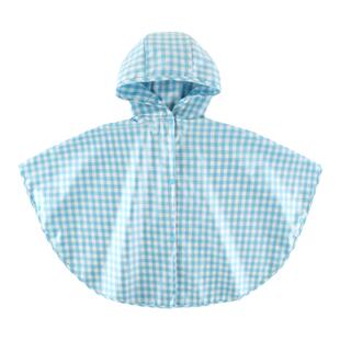 韩国ins2024新款男女童格子斗篷式雨衣时尚宽敞儿童可爱连帽雨披