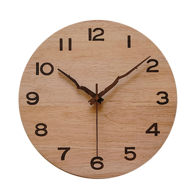 北欧风装饰实木挂钟客厅卧室家用简约静音创意轻奢个性钟表免打孔